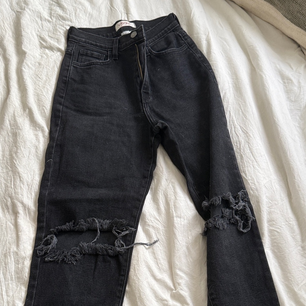 Vibrant Black Ripped Skinny Jeans